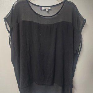 Jennifer Lopez black Polyester woven top Sheer neck Medium
